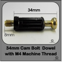 Cam Bolt Dowel 34mm | with M4 Thread Fixing