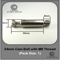 Cam Bolt Dowel 34mm | M6 0.8mm Machine Thread