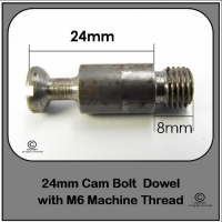 Cam Bolt Dowel 24mm | M6 0.8mm Machine Thread